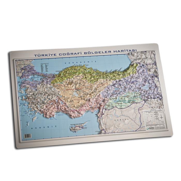 Gürbüz Kabartmalı Türkiye Bölgeler Haritası 35*50 cm