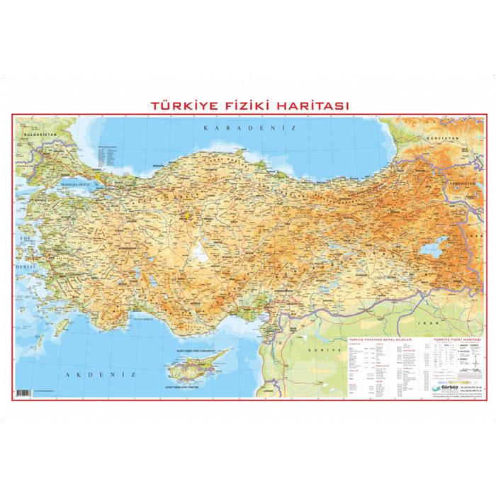 Gürbüz Türkiye Fiziki Haritası 100*140 cm