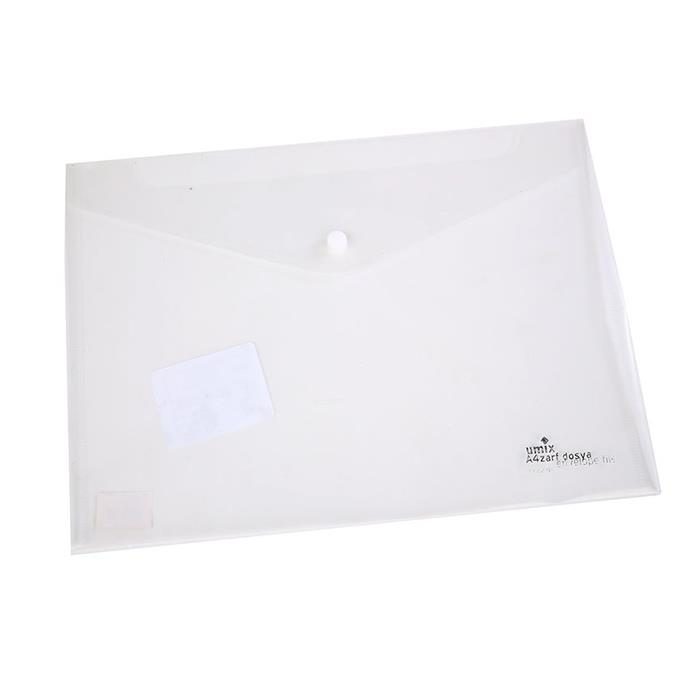 Umix Çıtçıtlı Şeffaf A4 Zarf Dosya Beyaz U1120P