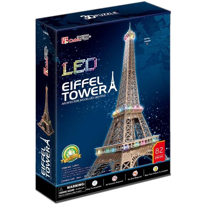 Cubic Fun 3D Puzzle Eiffel Kulesi - Fransa (Led Işıklı) 82 Parça