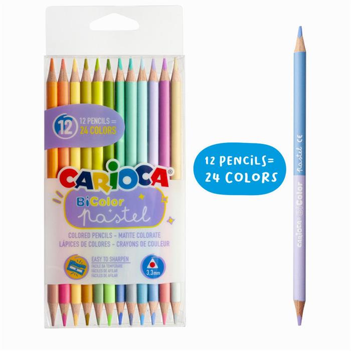 Carioca Pastel Renk Kuru Boya Kalem Çift Taraflı 24 Renk 43309
