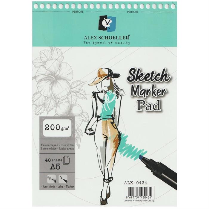 Alex Schoeller Sketch Marker Çizim Bloğu A5 40 Yp 200 gr