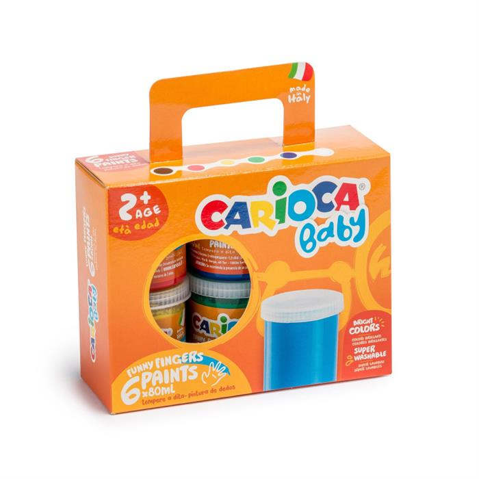 Carioca Bebek Yıkanabilir Parmak Boyası 6 Renk 6*80 gr KO032
