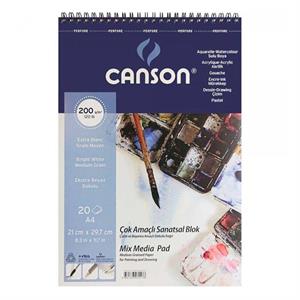 Canson Mix Media Pad Çok Amaçlı Resim Defteri A4 200 gr 20 Sayfa