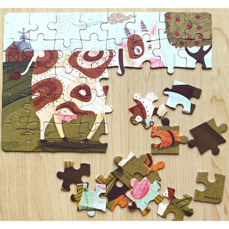 DoerKids Çiftlik Sevimli İnek Mini Puzzle 40 Parça